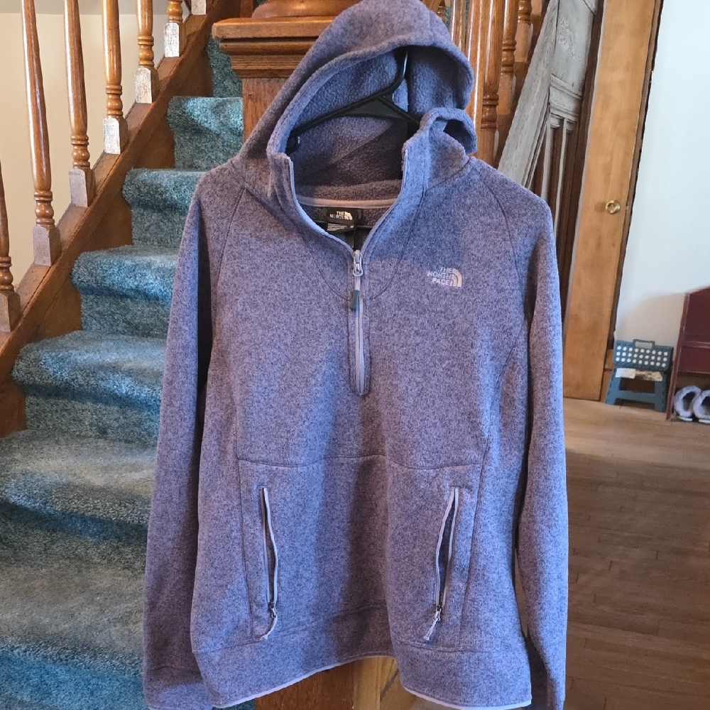The North Face Heathered Purple Hooded Half-Zip Fleece